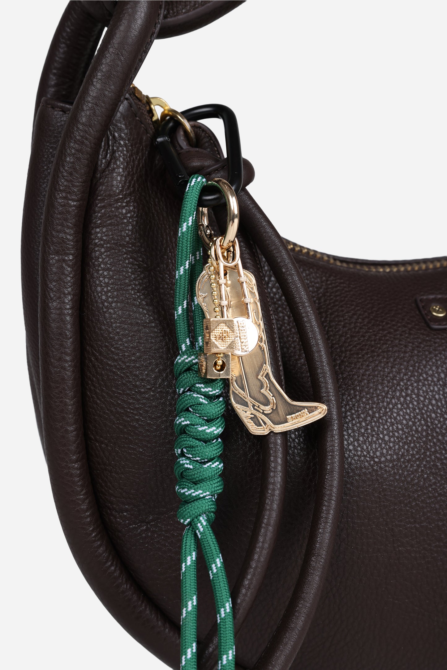 BRONX bag charm | gold/green