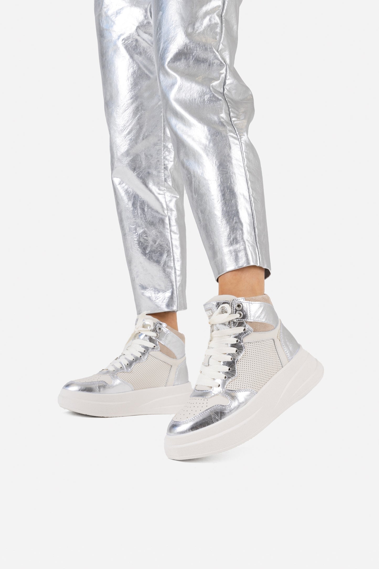 Sneaker high top Vigg-o | off white/silver