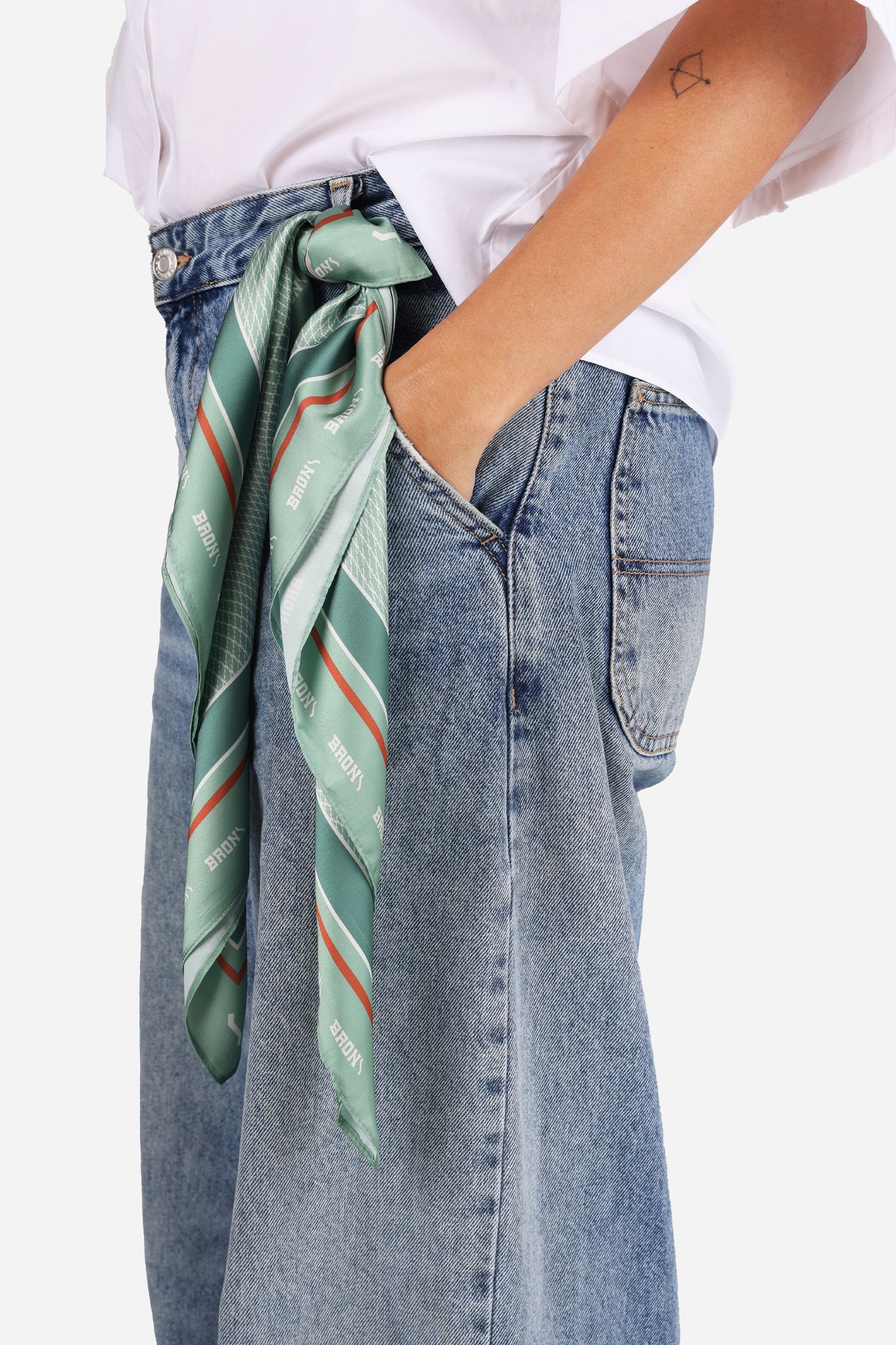 BRONX Scarf | jade green/off white/orange